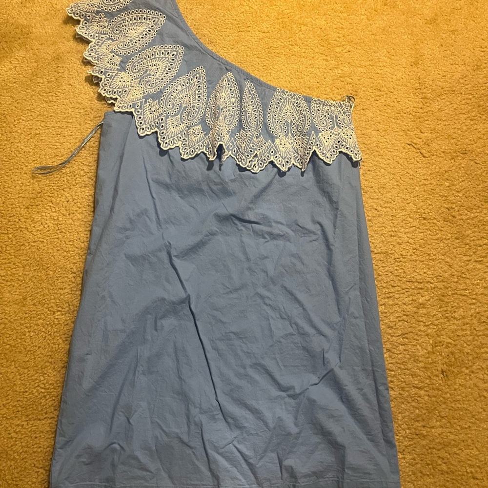 Mud Pie Light Blue Dress with White Lace